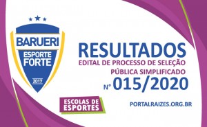 Resultados do Edital de Sele&ccedil;&atilde;o Simplificado n.&ordm; 015/2020