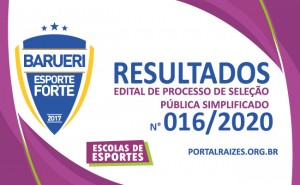Resultados do Edital de Sele&ccedil;&atilde;o Simplificado n.&ordm; 016/2020